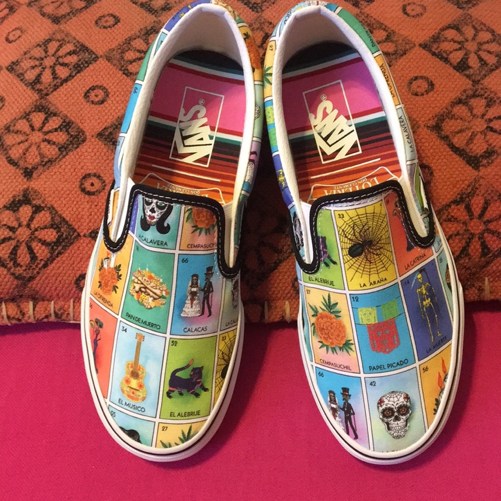 VANS SLIP ON LMTD Loteria Don Clemente Dia De Los Muertos W size 8.5 M 7